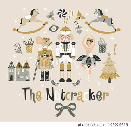 Christmas Nutcrackers Vector Illustration on Light Background. Postcard. New Year illustration. Christmas Nutcrackers Vector Illustration on Light Background. Postcard. New Year illustration. 109029619