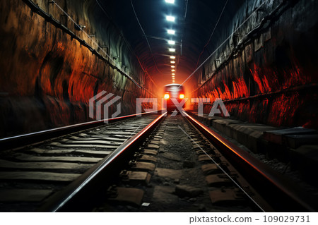 High speed train on railway in a tunnel 109029731