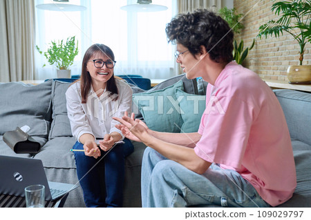 Young male having mental therapy in psychologist's office 109029797