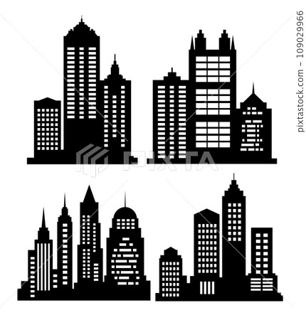 A set of silhouettes of city buildings, background cities flourishing 109029966