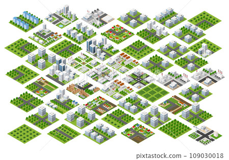 City module creator isometric concept of urban infrastructure business City module creator isometric concept of urban infrastructure business 109030018