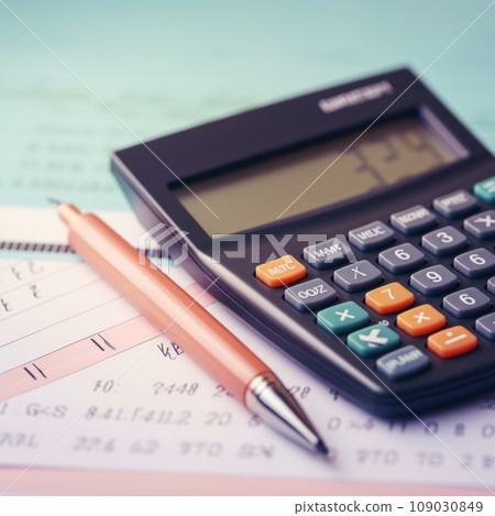 calculator and a pencil, representing math and problem-solving skills 109030849