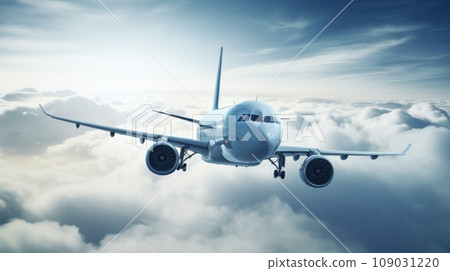 commercial airplane flying through the clouds commercial airplane flying through the clouds 109031220