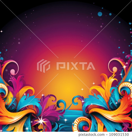 A colorful carnival banner adorns the background A colorful carnival banner adorns the background 109031530