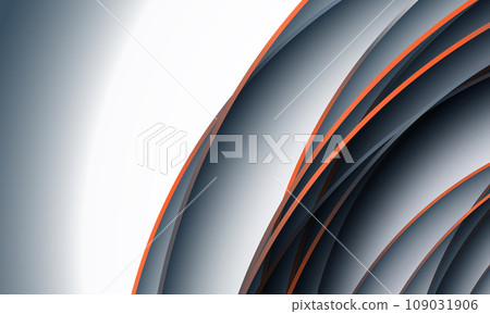 3D vector abstract background with gray and orange geometric circle lines. 109031906