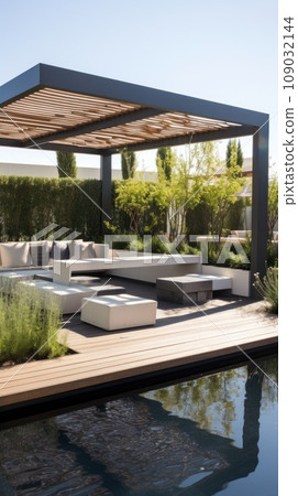 garden that seamlessly integrates with the surrounding architecture 109032144