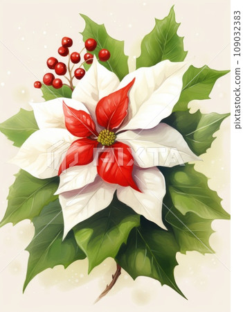 poinsettia a christmas floral, watercolor paintings poinsettia a christmas floral, watercolor paintings 109032383