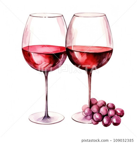 watercolor wine glasses isolated watercolor wine glasses isolated 109032385