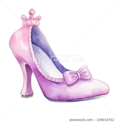 watercolor cartoon princess shoe isolated 109032502