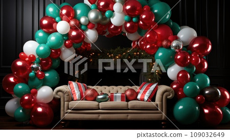 cheerful balloon display featuring a mix of traditional colors and fun patterns cheerful balloon display featuring a mix of traditional colors and fun patterns 109032649