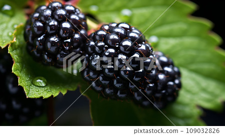 Natural fresh blackberries in a garden. Natural fresh blackberries in a garden. 109032826