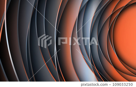 Abstract 3D gray and orange background with circle geometric lines. 109033250