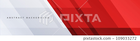 White and red modern abstract wide banner with lines and geometric shapes. Red and white abstract background. 109033272