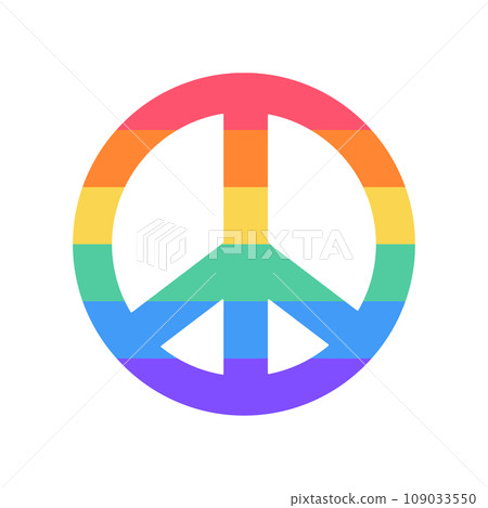 LGBT peace sign isolated on white background. LGBTQ. Symbol of the LGBT pride community. Rainbow. 109033550