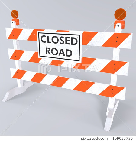 Closed road barrier isolated on white background 109033756
