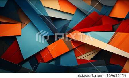 Abstract design with bold angular shapes and a contrasting color palette. Abstract geometry background. Abstract design with bold angular shapes and a contrasting color palette. Abstract geometry background. 109034454