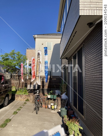 這是四月底我在花園裡發現的五根排成一排的鯉魚旗。 109034548