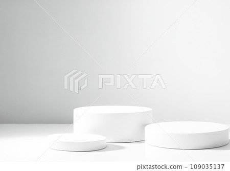 Photography studio background with simple white display stand 109035137