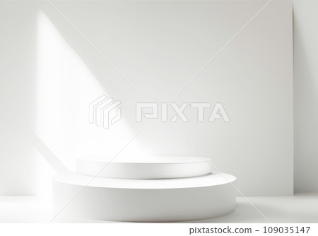 Photography studio background with simple white display stand Photography studio background with simple white display stand 109035147
