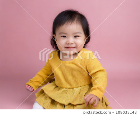 cute baby girl in pink color cute baby girl in pink color 109035148