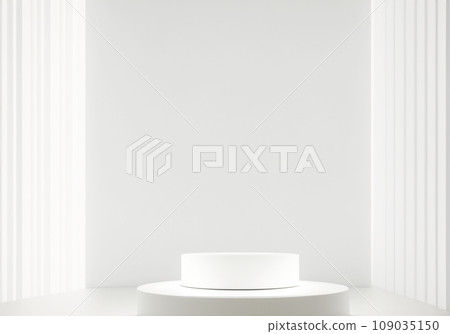 Photography studio background with simple white display stand 109035150