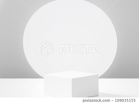Photography studio background with simple white display stand 109035155