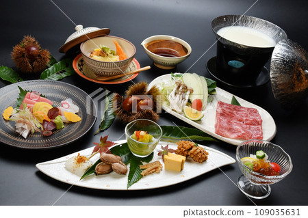 A gorgeous kaiseki course with a gorgeous autumn-inspired presentation. 109035631