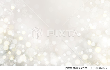 Background illustration of a platinum gold Christmas tree with beautiful sparkling ball bokeh and snowflakes, Christmas and Background illustration of a platinum gold Christmas tree with beautiful sparkling ball bokeh and snowflakes, Christmas and 109036027