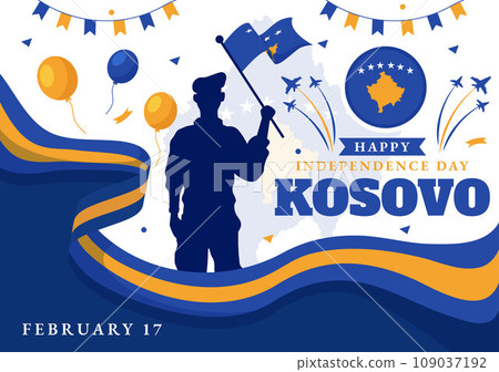 Kosovo Independence Day Vector Illustration on February 17 with Waving Flag in Happy Republic Celebration Holiday on Flat Cartoon Background Kosovo Independence Day Vector Illustration on February 17 with Waving Flag in Happy Republic Celebration Holiday on Flat Cartoon Background 109037192
