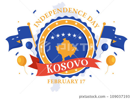 Kosovo Independence Day Vector Illustration on February 17 with Waving Flag in Happy Republic Celebration Holiday on Flat Cartoon Background Kosovo Independence Day Vector Illustration on February 17 with Waving Flag in Happy Republic Celebration Holiday on Flat Cartoon Background 109037193