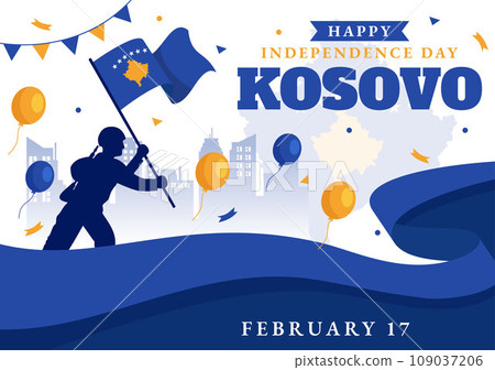 Kosovo Independence Day Vector Illustration on February 17 with Waving Flag in Happy Republic Celebration Holiday on Flat Cartoon Background Kosovo Independence Day Vector Illustration on February 17 with Waving Flag in Happy Republic Celebration Holiday on Flat Cartoon Background 109037206