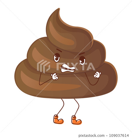Poop ironic battle-ready character embodying determination and courage. Can be used for stickers. Stock vector illustration isolated on white background in flat cartoon style. 109037614