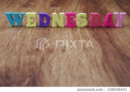 thursday alphabet letter with space copy on wooden background 109038442