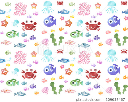五顏六色的魚無縫圖案A-1' PNG 109038467