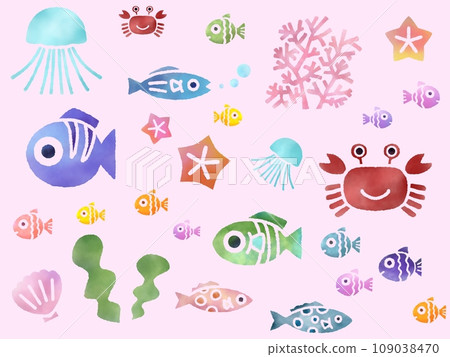 七彩魚無縫圖案 A-3 七彩魚無縫圖案 A-3 109038470
