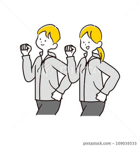 Illustration material of a man and a woman walking 109038533