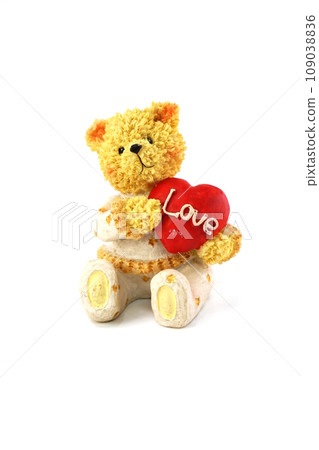teddy bear and red heart on white background teddy bear and red heart on white background 109038836