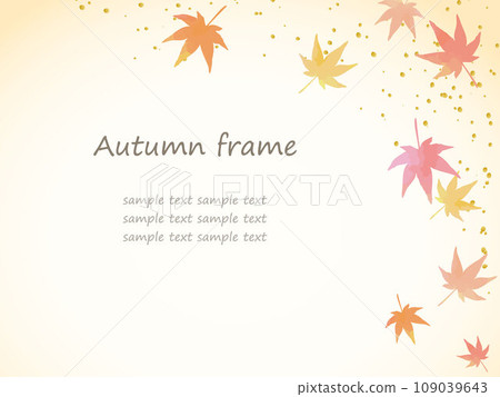 Frame background illustration with dancing autumn leaves in gentle colors perfect for autumn Frame background illustration with dancing autumn leaves in gentle colors perfect for autumn 109039643