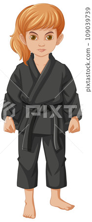 Girl Cartoon Character in Judo Outfit Girl Cartoon Character in Judo Outfit 109039739