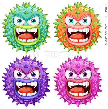 Spiky Bacteria Germ Virus Monster Cartoon Character Spiky Bacteria Germ Virus Monster Cartoon Character 109039836