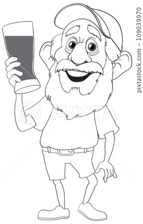 Old Grandfather with Hat and Glasses Holding a Pint Old Grandfather with Hat and Glasses Holding a Pint 109039970