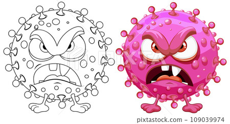 Pink Germ Virus Monster Cartoon Character 109039974