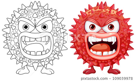 Spiky Bacteria Germ Virus Monster Cartoon Character Spiky Bacteria Germ Virus Monster Cartoon Character 109039978