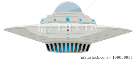 Isolated UFO UAP Cartoon from a Side Angle 109039995