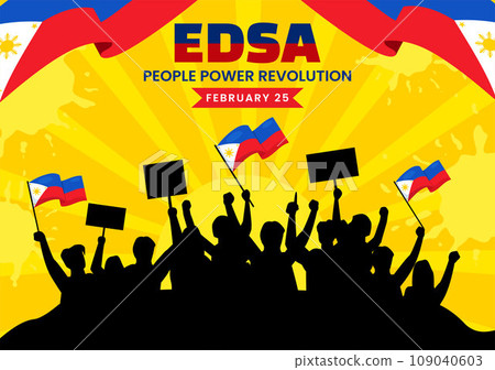 Edsa People Power Revolution Anniversary of Philippine Vector Illustration on February 25 with Philippines Flag in Holiday Flat Cartoon Background Edsa People Power Revolution Anniversary of Philippine Vector Illustration on February 25 with Philippines Flag in Holiday Flat Cartoon Background 109040603