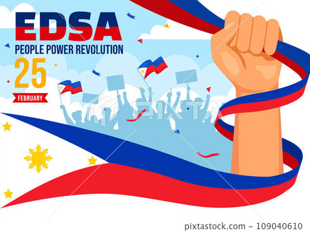 Edsa People Power Revolution Anniversary of Philippine Vector Illustration on February 25 with Philippines Flag in Holiday Flat Cartoon Background Edsa People Power Revolution Anniversary of Philippine Vector Illustration on February 25 with Philippines Flag in Holiday Flat Cartoon Background 109040610