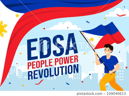 Edsa People Power Revolution Anniversary of Philippine Vector Illustration on February 25 with Philippines Flag in Holiday Flat Cartoon Background Edsa People Power Revolution Anniversary of Philippine Vector Illustration on February 25 with Philippines Flag in Holiday Flat Cartoon Background 109040613