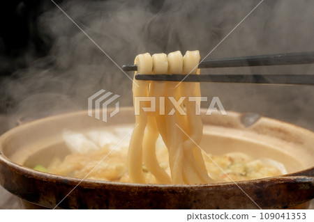 Nabeyaki udon with chopsticks Nabeyaki udon with chopsticks 109041353