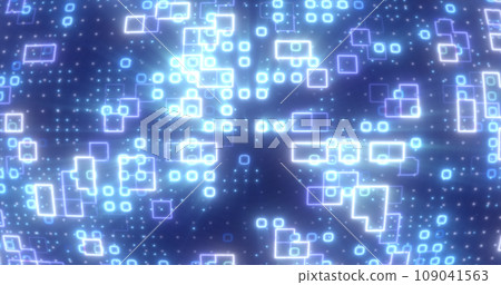 Abstract blue energy squares glowing digital particles futuristic hi-tech background Abstract blue energy squares glowing digital particles futuristic hi-tech background 109041563