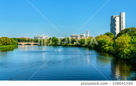 The Charles River between Cambridge and Boston in Massachusetts, United States The Charles River between Cambridge and Boston in Massachusetts, United States 109041589